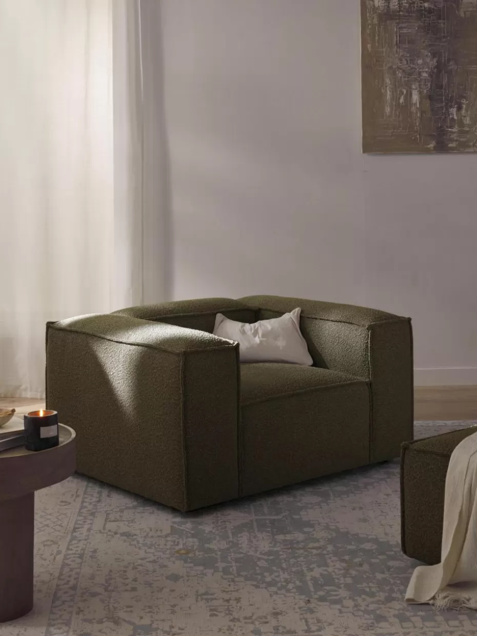 Sessel | Sofaserien-Westwing Collection Sessel Lennon aus Bouclé Bouclé Olivgrün