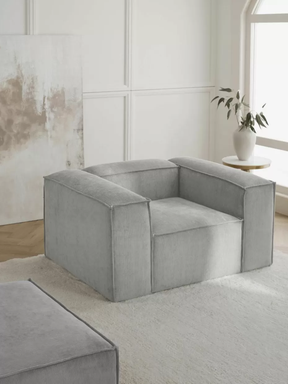 Sessel | Sofaserien-Westwing Collection Sessel Lennon aus Cord Cord Grau