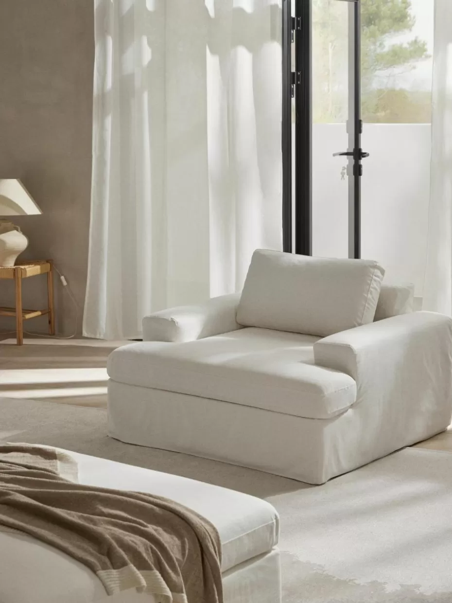 Sessel | Sofaserien-Westwing Collection Sessel Russell mit abnehmbaren Bezügen Webstoff Off White