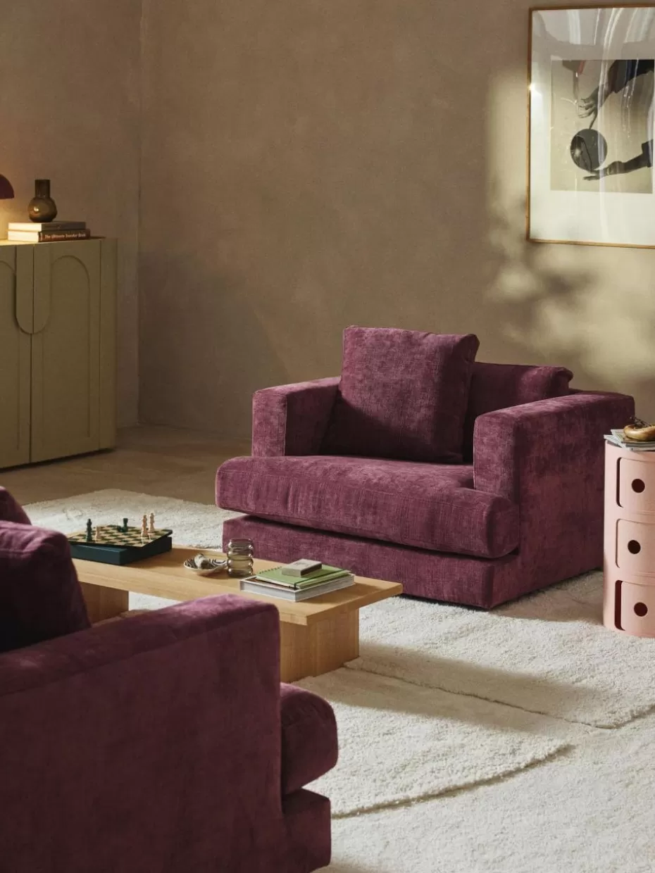 Sessel | Sofaserien-Westwing Collection Sessel Tribeca Webstoff Aubergine