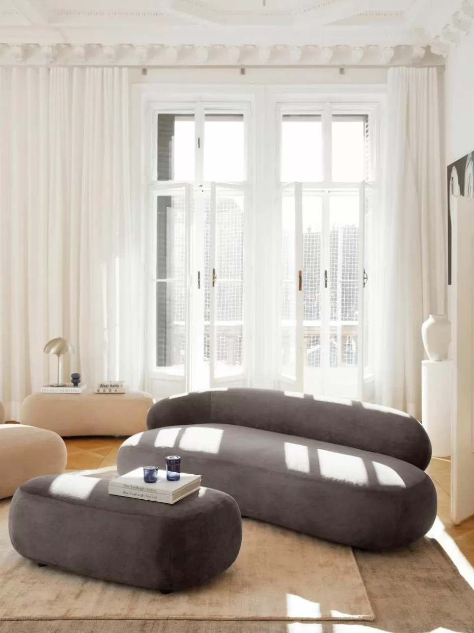 Sofas | Sofaserien-Westwing Collection Sofa Alba (3-Sitzer) Webstoff Taupe