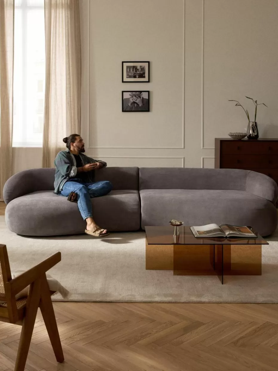 Sofas | Sofaserien-Westwing Collection Sofa Alba (4-Sitzer) Webstoff Taupe