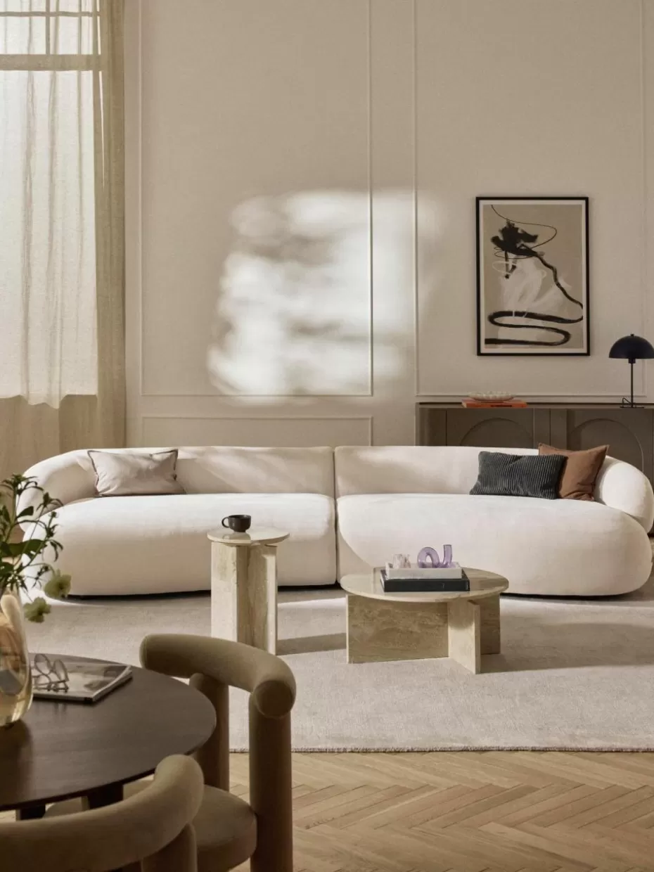 Sofas | Sofaserien-Westwing Collection Sofa Alba (4-Sitzer) Webstoff Cremeweiß