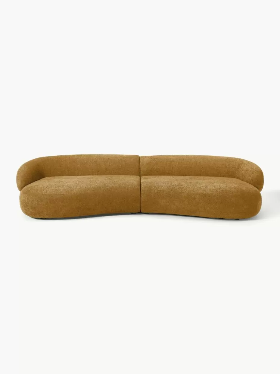 Sofas | Sofaserien-Westwing Collection Sofa Alba (4-Sitzer) aus Teddy-Bouclé Teddy-Bouclé Ocker