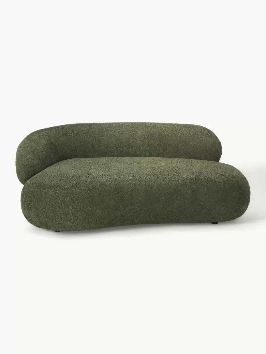 Sofas | Sofaserien-Westwing Collection Sofa Alba (2-Sitzer) aus Teddy-Bouclé Teddy-Bouclé Dunkelgrün