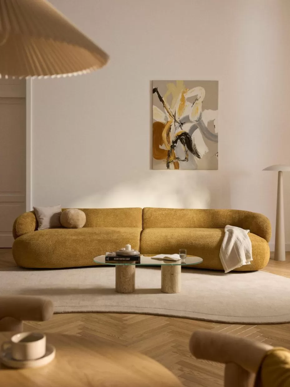 Sofas | Sofaserien-Westwing Collection Sofa Alba (4-Sitzer) aus Teddy-Bouclé Teddy-Bouclé Ocker