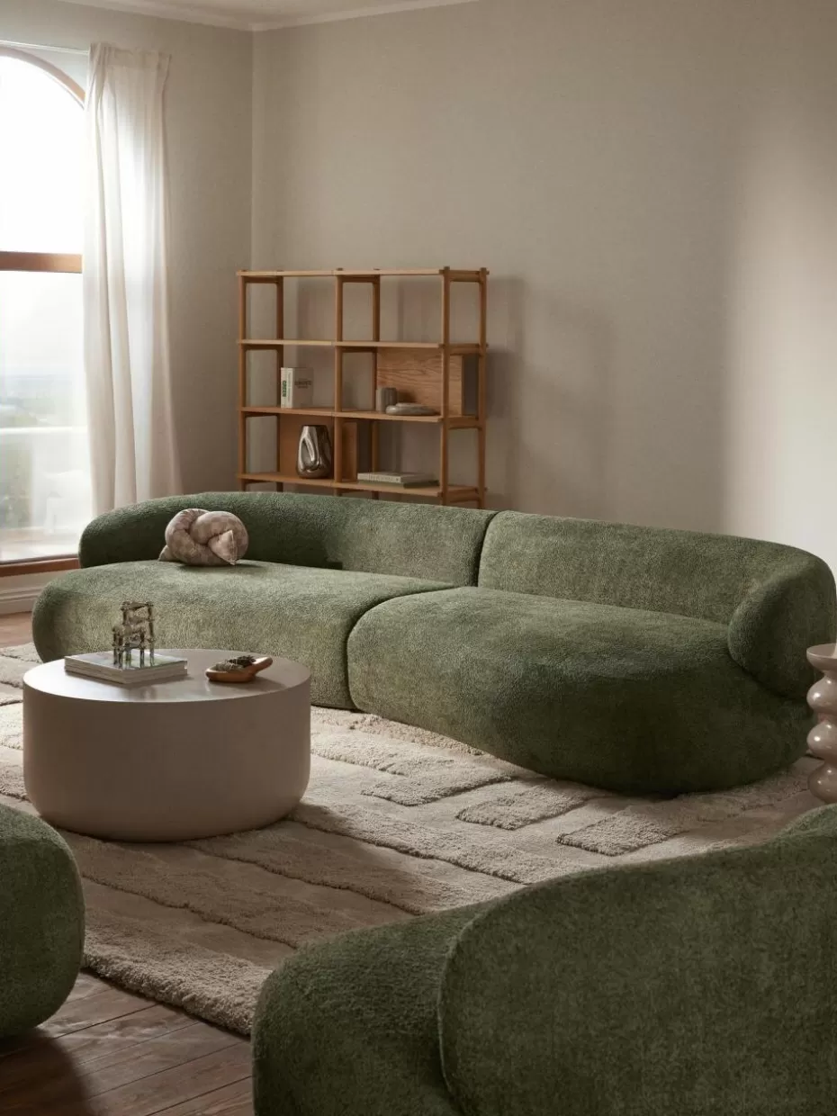 Sofas | Sofaserien-Westwing Collection Sofa Alba (4-Sitzer) aus Teddy-Bouclé Teddy-Bouclé Dunkelgrün