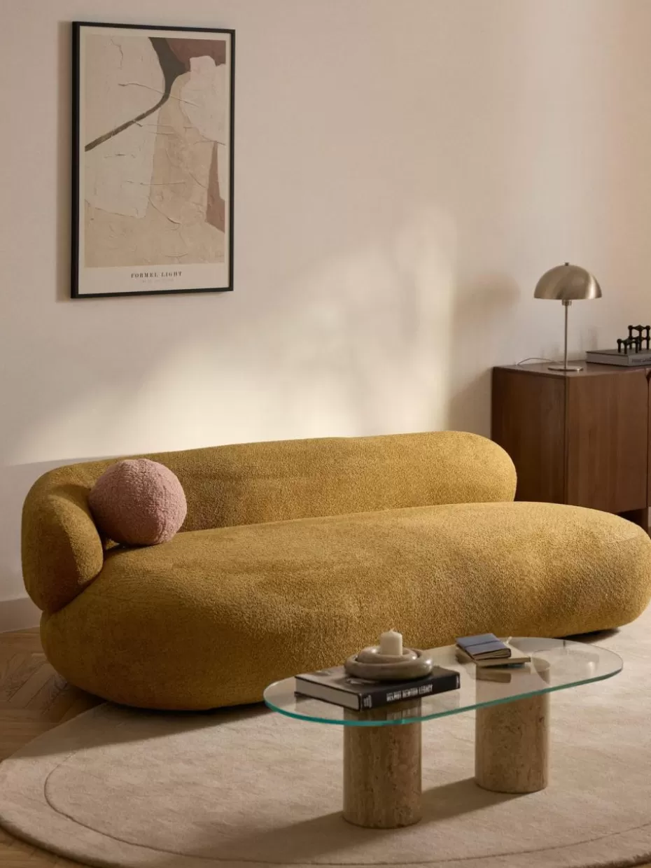 Sofas | Sofaserien-Westwing Collection Sofa Alba (3-Sitzer) aus Teddy-Bouclé Teddy-Bouclé Ocker
