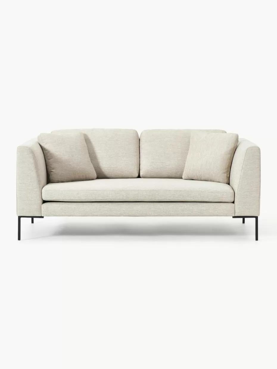 Sofas-Westwing Collection Sofa Emma (3-Sitzer) mit Metall-Füßen Webstoff Hellbeige