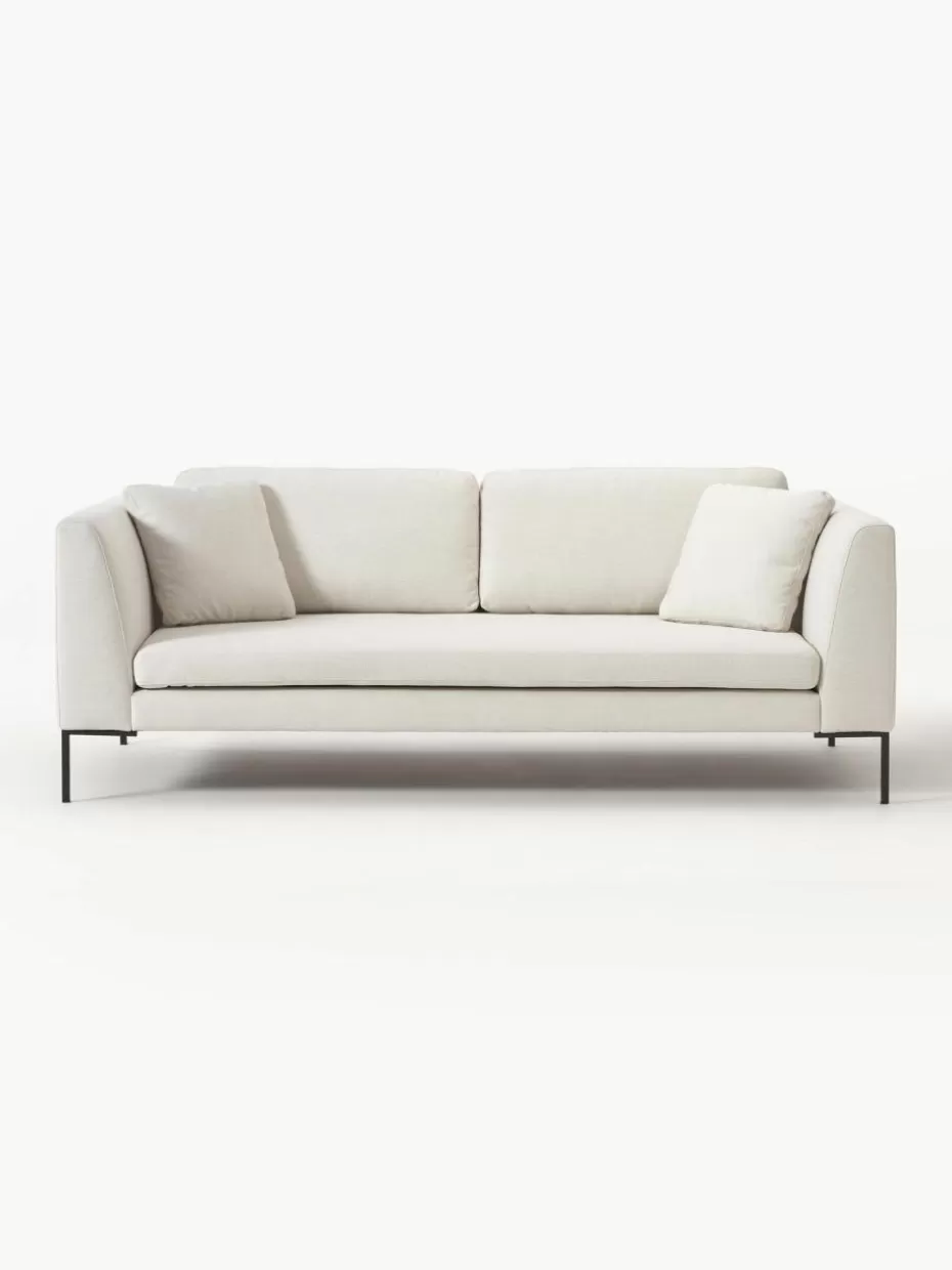 Sofas-Westwing Collection Sofa Emma (3-Sitzer) mit Metall-Füßen Webstoff Off White