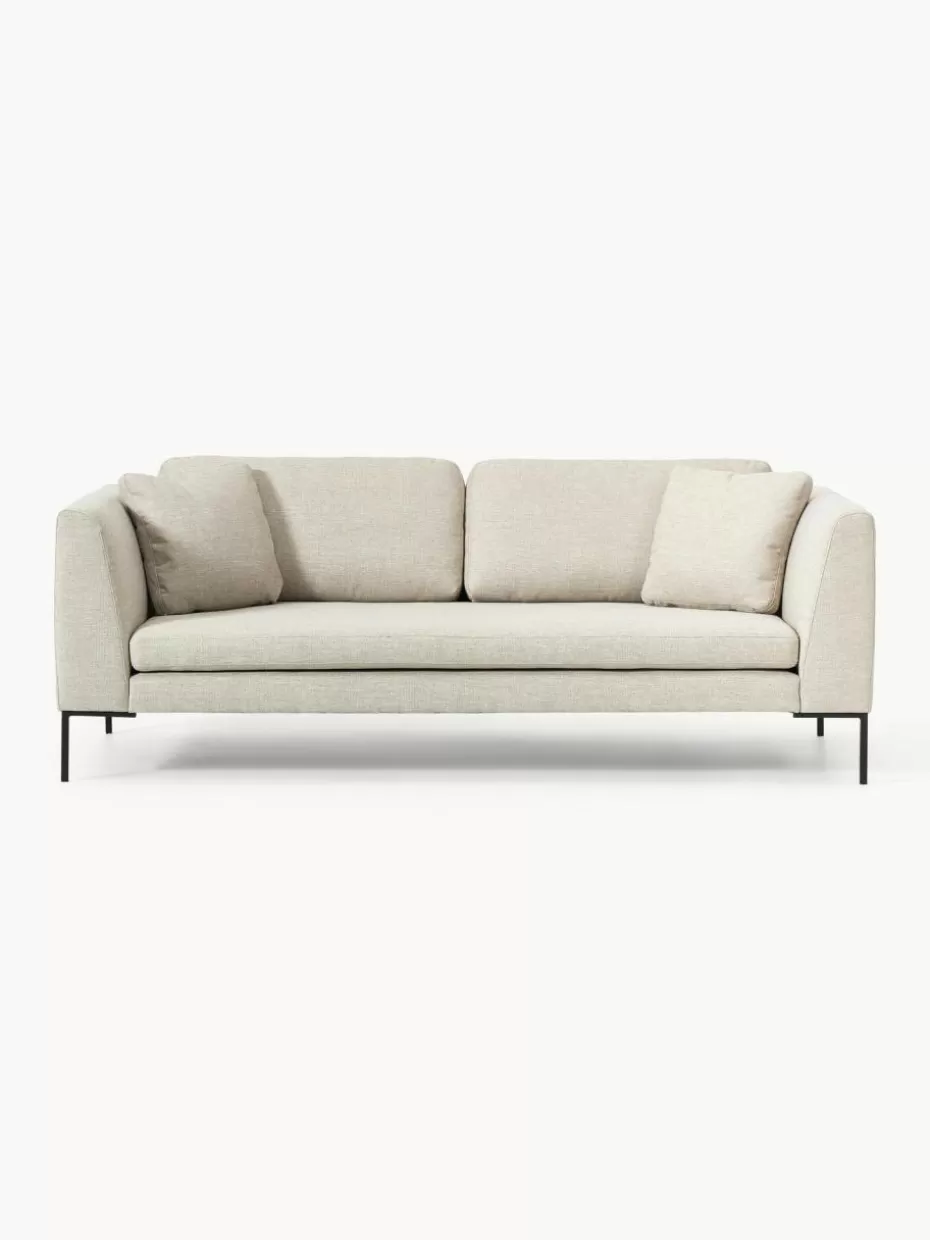 Sofas-Westwing Collection Sofa Emma (3-Sitzer) mit Metall-Füßen Webstoff Hellbeige