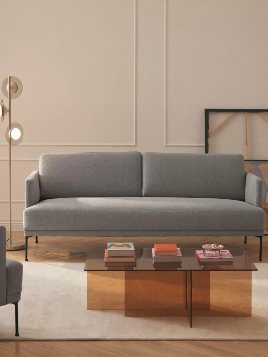 Sofas | Sofaserien-Westwing Collection Sofa Fluente (3-Sitzer) Webstoff Hellgrau