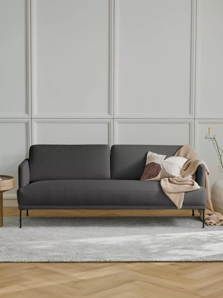 Sofas | Sofaserien-Westwing Collection Sofa Fluente (3-Sitzer) Webstoff Anthrazit