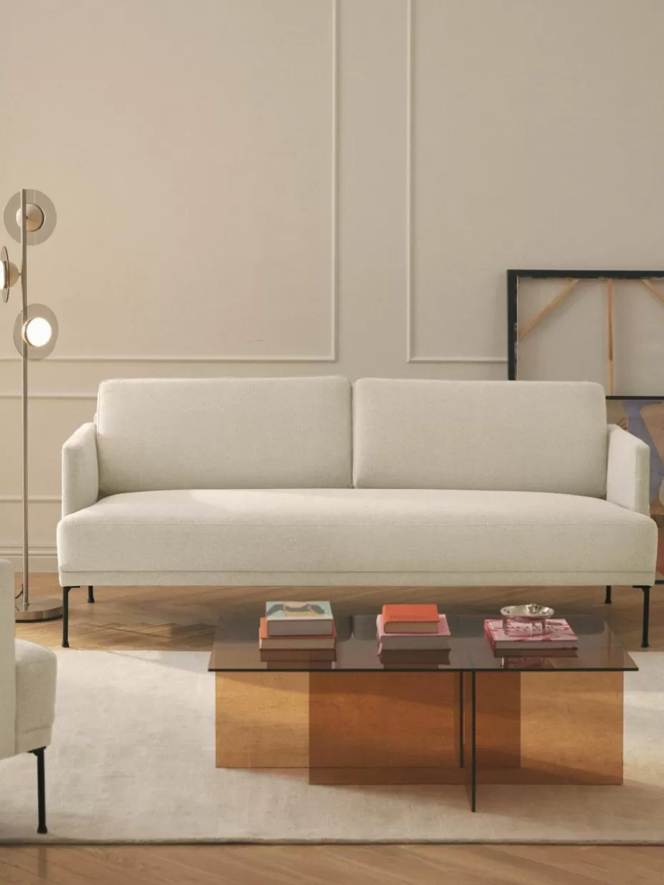 Sofas-Westwing Collection Sofa Fluente (3-Sitzer) Webstoff Off White