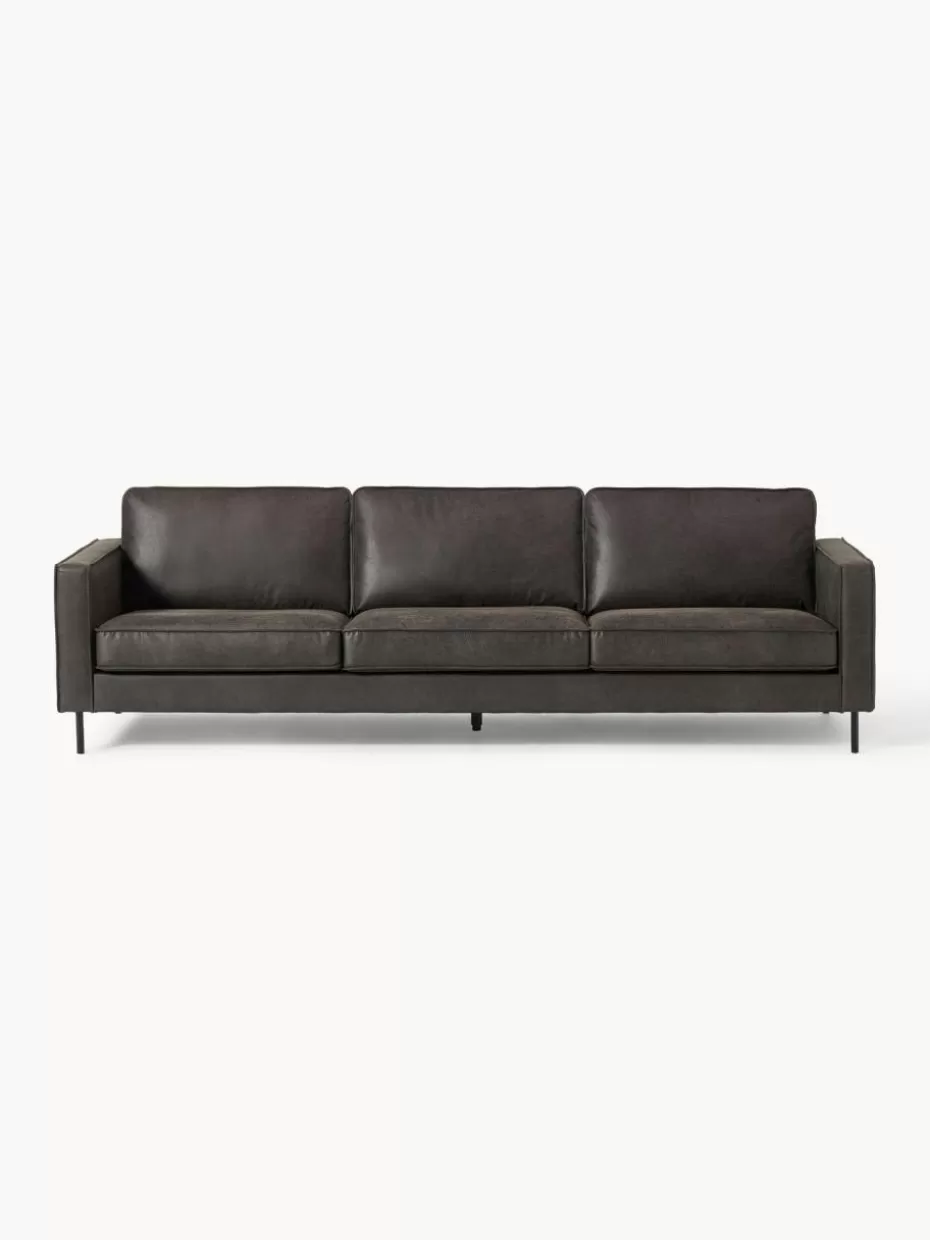 Sofas | Sofaserien-Westwing Collection Sofa Hunter (3-Sitzer) aus recyceltem Leder Leder Anthrazit
