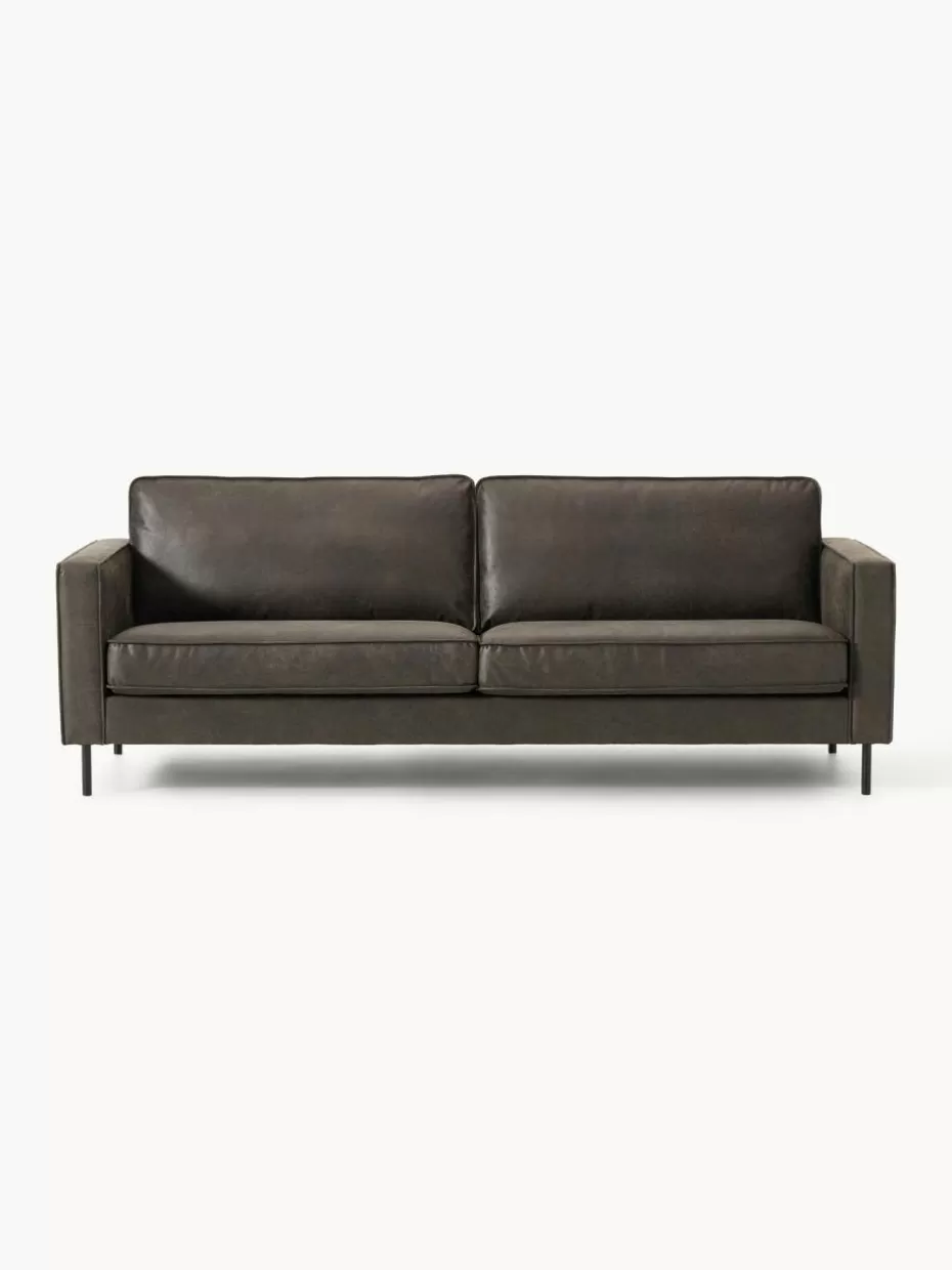 Sofas | Sofaserien-Westwing Collection Sofa Hunter (3-Sitzer) aus recyceltem Leder Leder Anthrazit