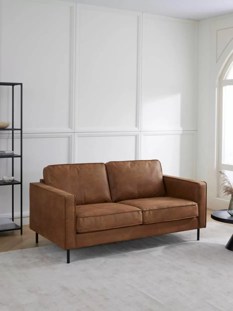 Sofas | Sofaserien-Westwing Collection Sofa Hunter (2-Sitzer) aus recyceltem Leder Leder Braun
