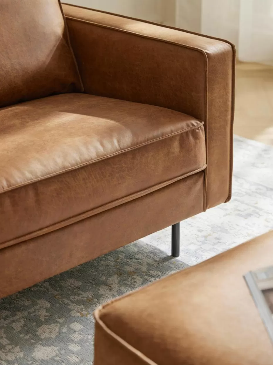 Sofas | Sofaserien-Westwing Collection Sofa Hunter (3-Sitzer) aus recyceltem Leder Leder Braun