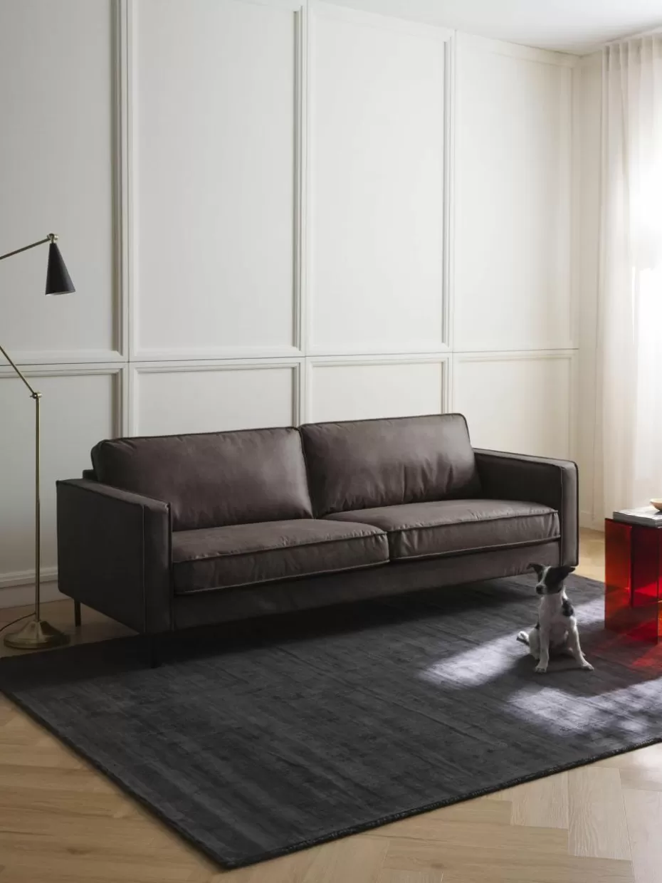 Sofas | Sofaserien-Westwing Collection Sofa Hunter (3-Sitzer) aus recyceltem Leder Leder Anthrazit