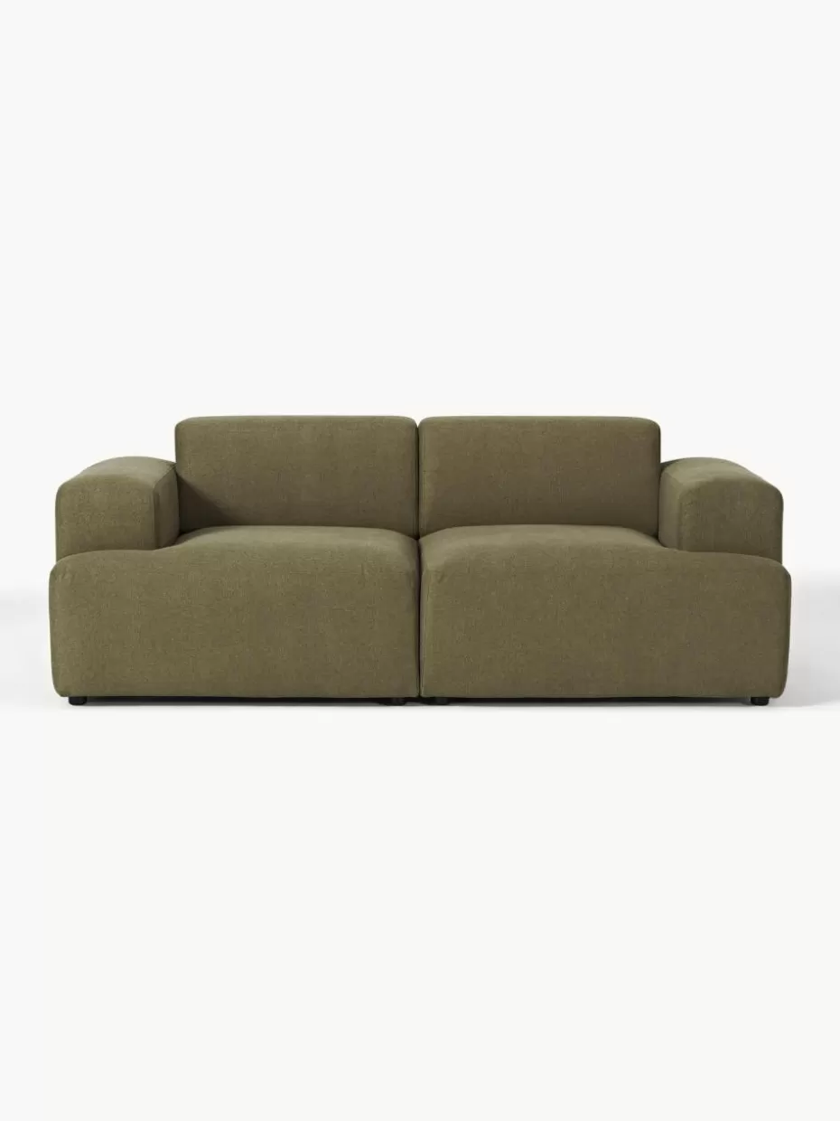 Sofas | Sofaserien-Westwing Collection Sofa Melva (2-Sitzer) Webstoff Olivgrün