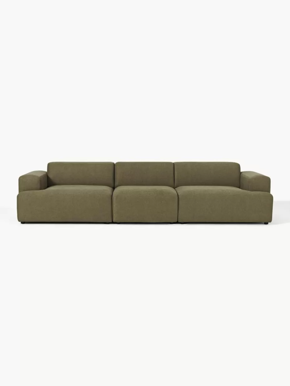 Sofas | Sofaserien-Westwing Collection Sofa Melva (4-Sitzer) Webstoff Olivgrün
