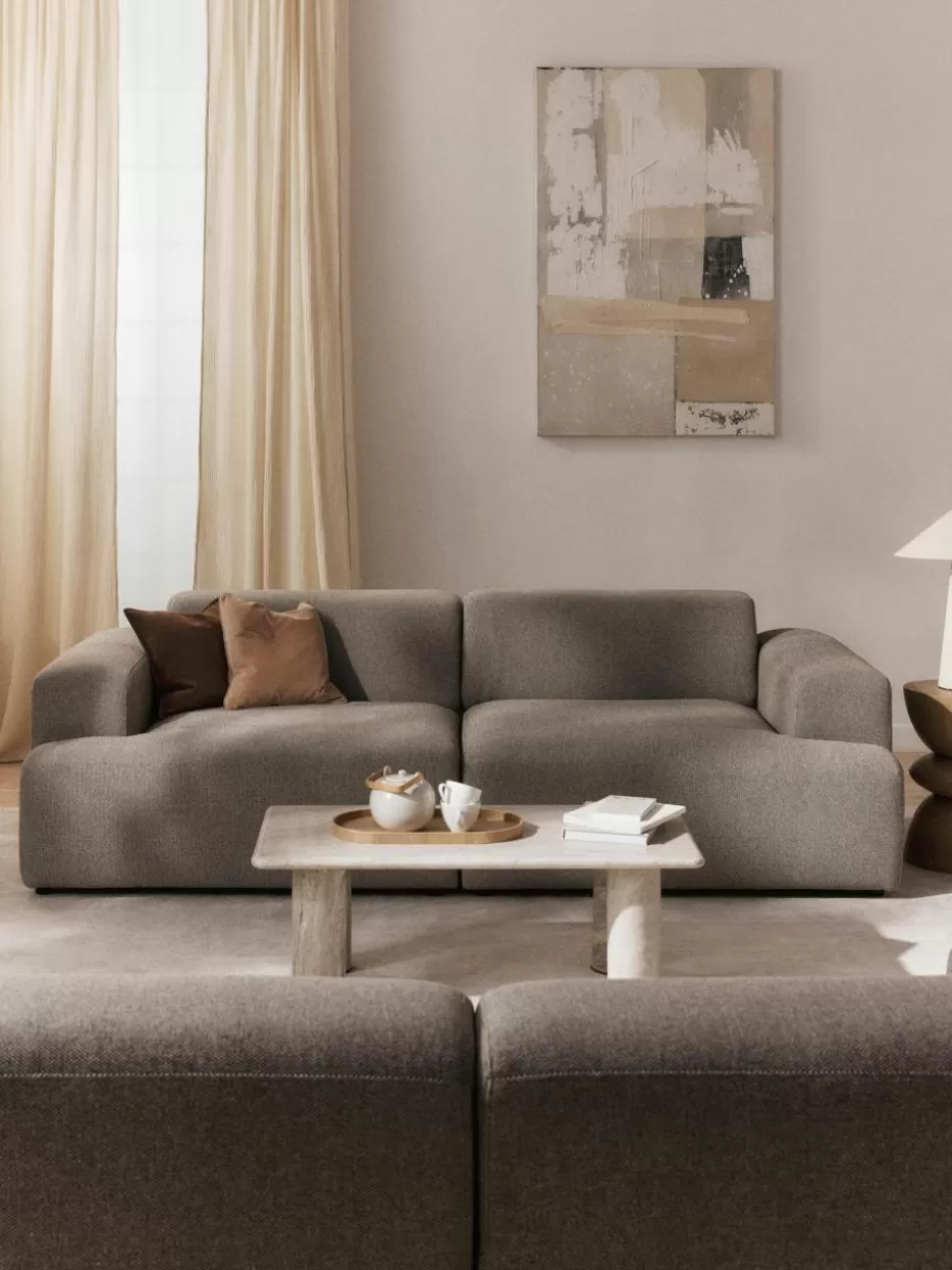 Sofas | Sofaserien-Westwing Collection Sofa Melva (3-Sitzer) Webstoff Greige