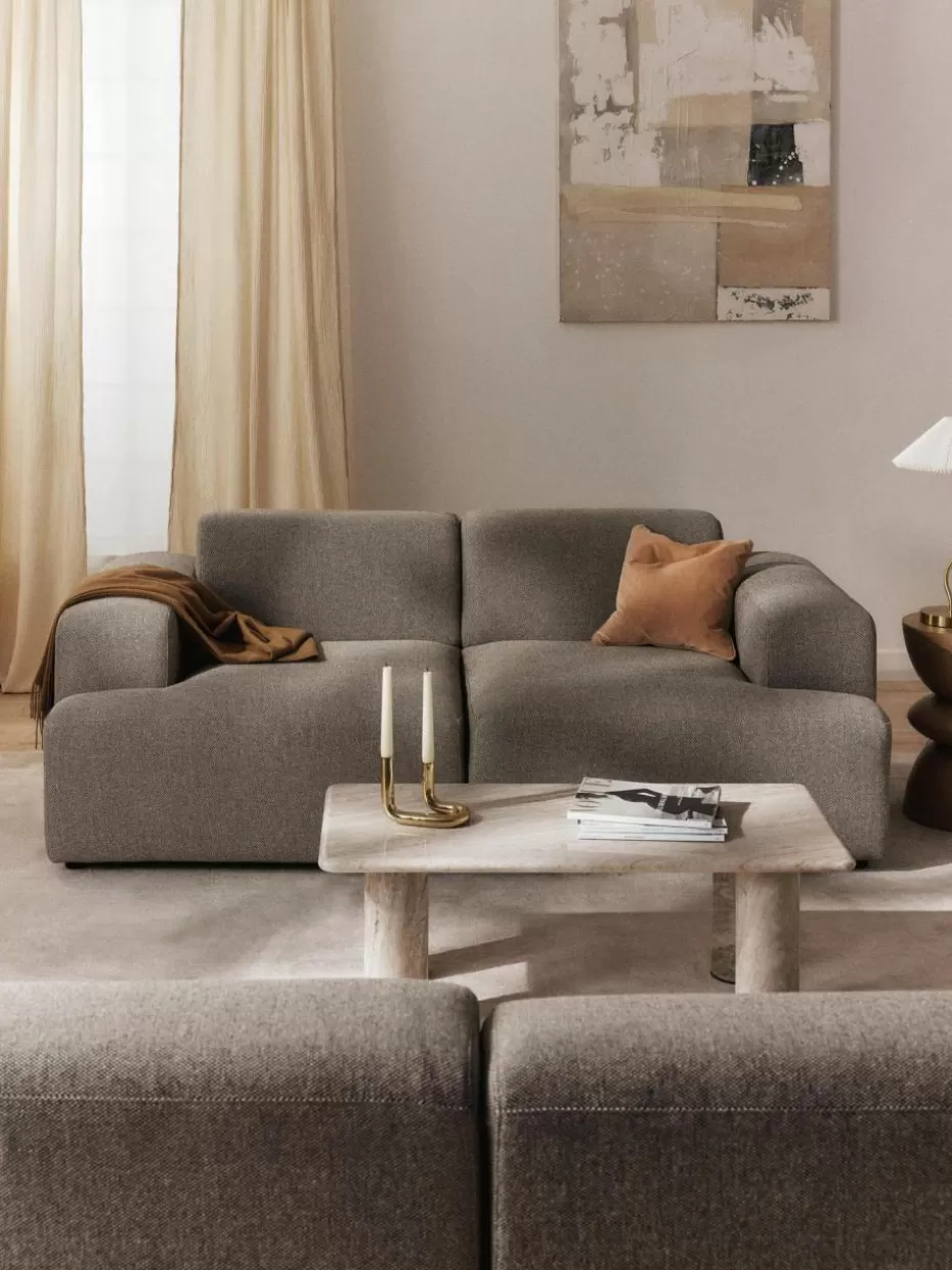 Sofas | Sofaserien-Westwing Collection Sofa Melva (2-Sitzer) Webstoff Greige
