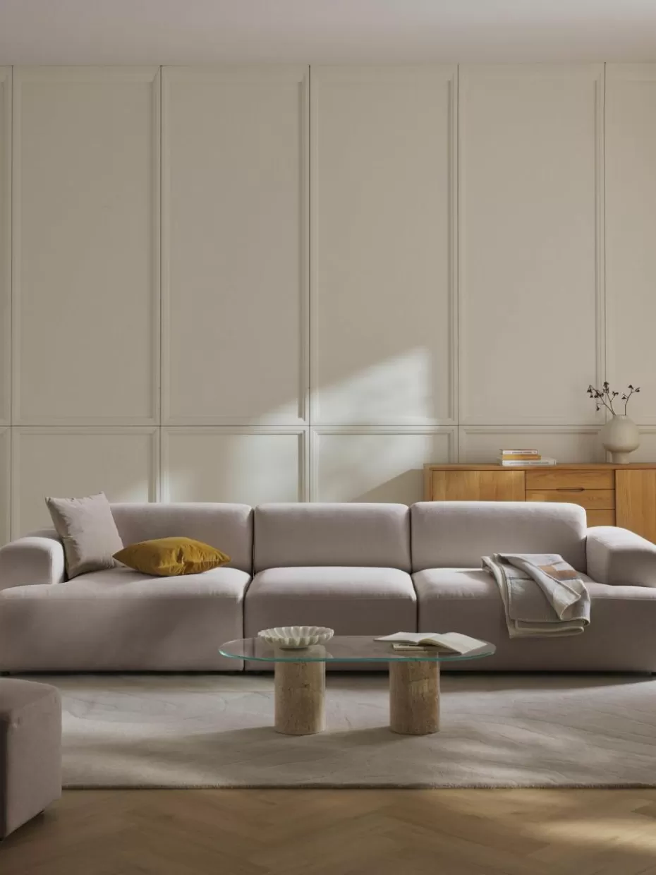 Sofas | Sofaserien-Westwing Collection Sofa Melva (4-Sitzer) Webstoff Taupe