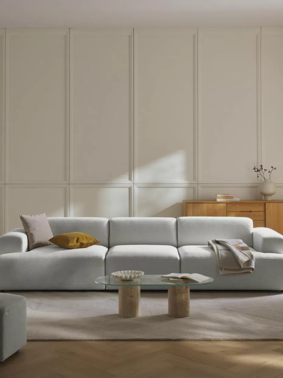 Sofas | Sofaserien-Westwing Collection Sofa Melva (4-Sitzer) Webstoff Hellgrau