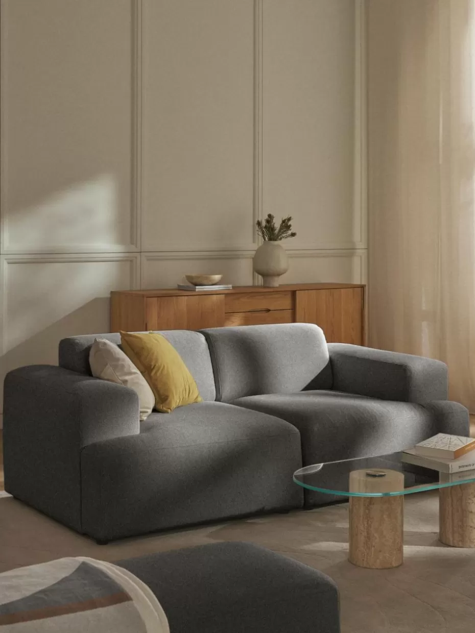Sofas | Sofaserien-Westwing Collection Sofa Melva (2-Sitzer) Webstoff Anthrazit