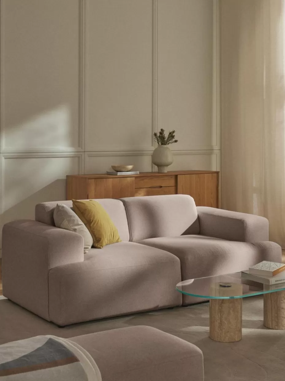 Sofas | Sofaserien-Westwing Collection Sofa Melva (2-Sitzer) Webstoff Taupe