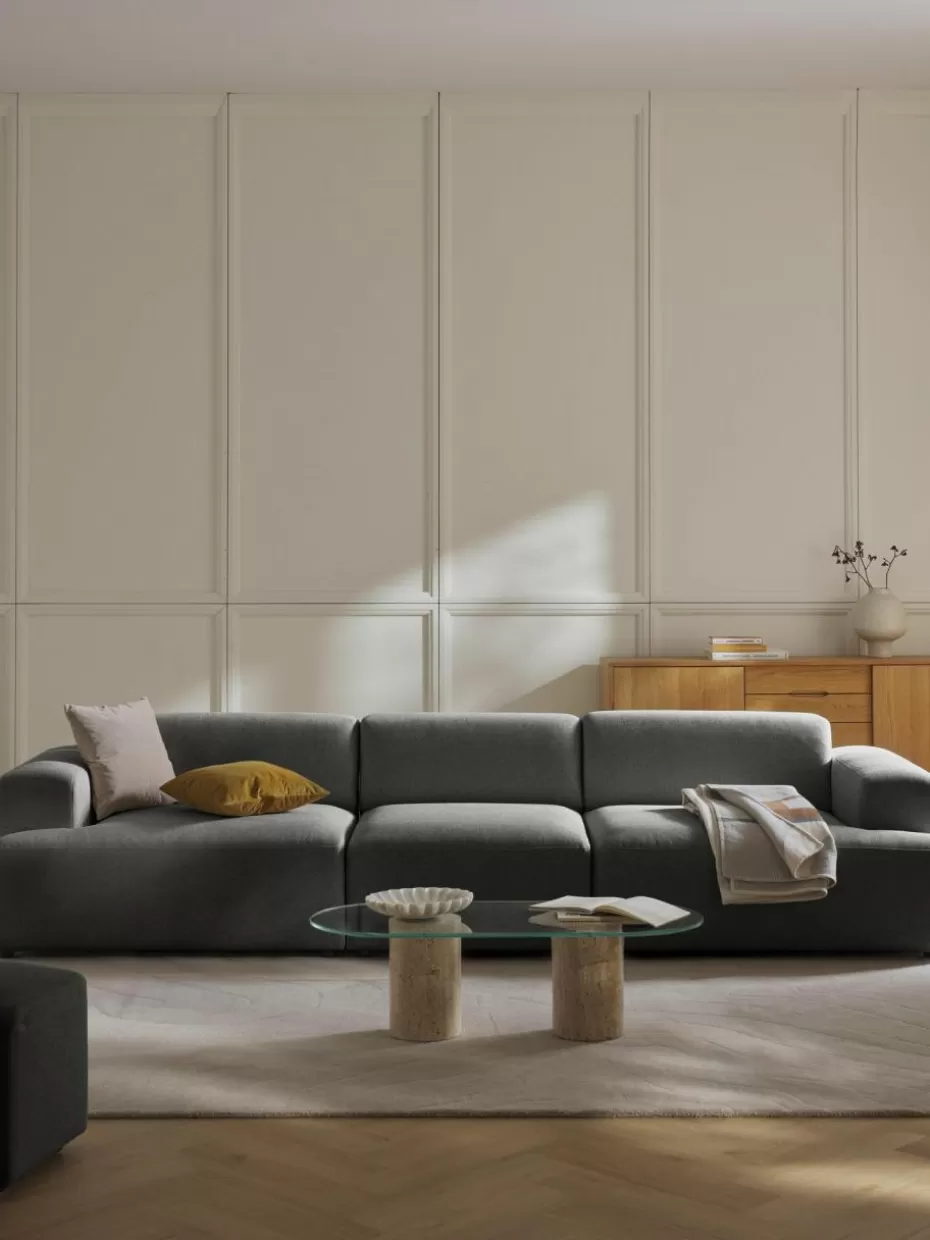 Sofas | Sofaserien-Westwing Collection Sofa Melva (4-Sitzer) Webstoff Anthrazit