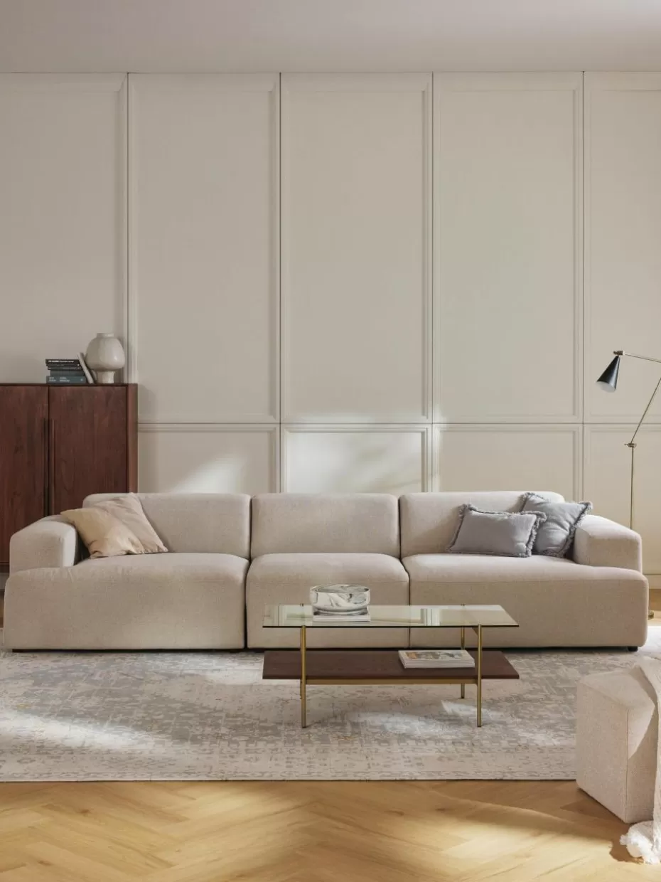 Sofas | Sofaserien-Westwing Collection Sofa Melva (4-Sitzer) Webstoff Hellbeige