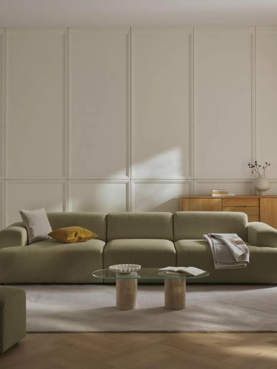 Sofas | Sofaserien-Westwing Collection Sofa Melva (4-Sitzer) Webstoff Olivgrün