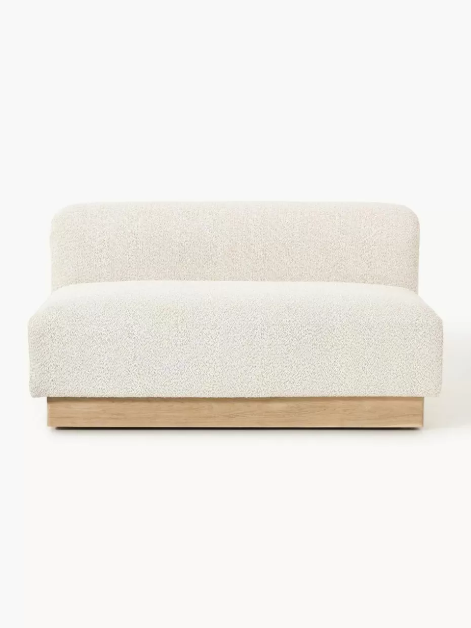 Sofas-Westwing Collection Sofa Natalie (2-Sitzer) aus Teddy-Bouclé Teddy-Bouclé Off White, helles Buchenholz