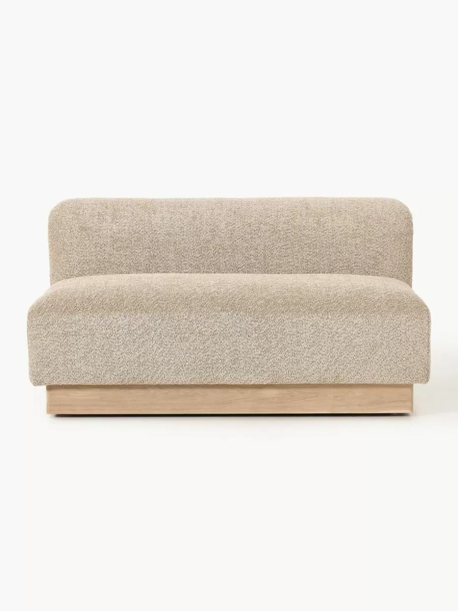 Sofas-Westwing Collection Sofa Natalie (2-Sitzer) aus Teddy-Bouclé Teddy-Bouclé Beige, helles Buchenholz
