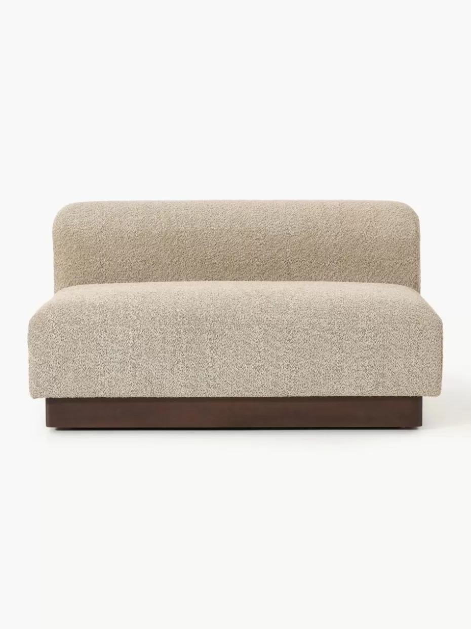Sofas-Westwing Collection Sofa Natalie (2-Sitzer) aus Teddy-Bouclé Teddy-Bouclé Beige, dunkles Buchenholz