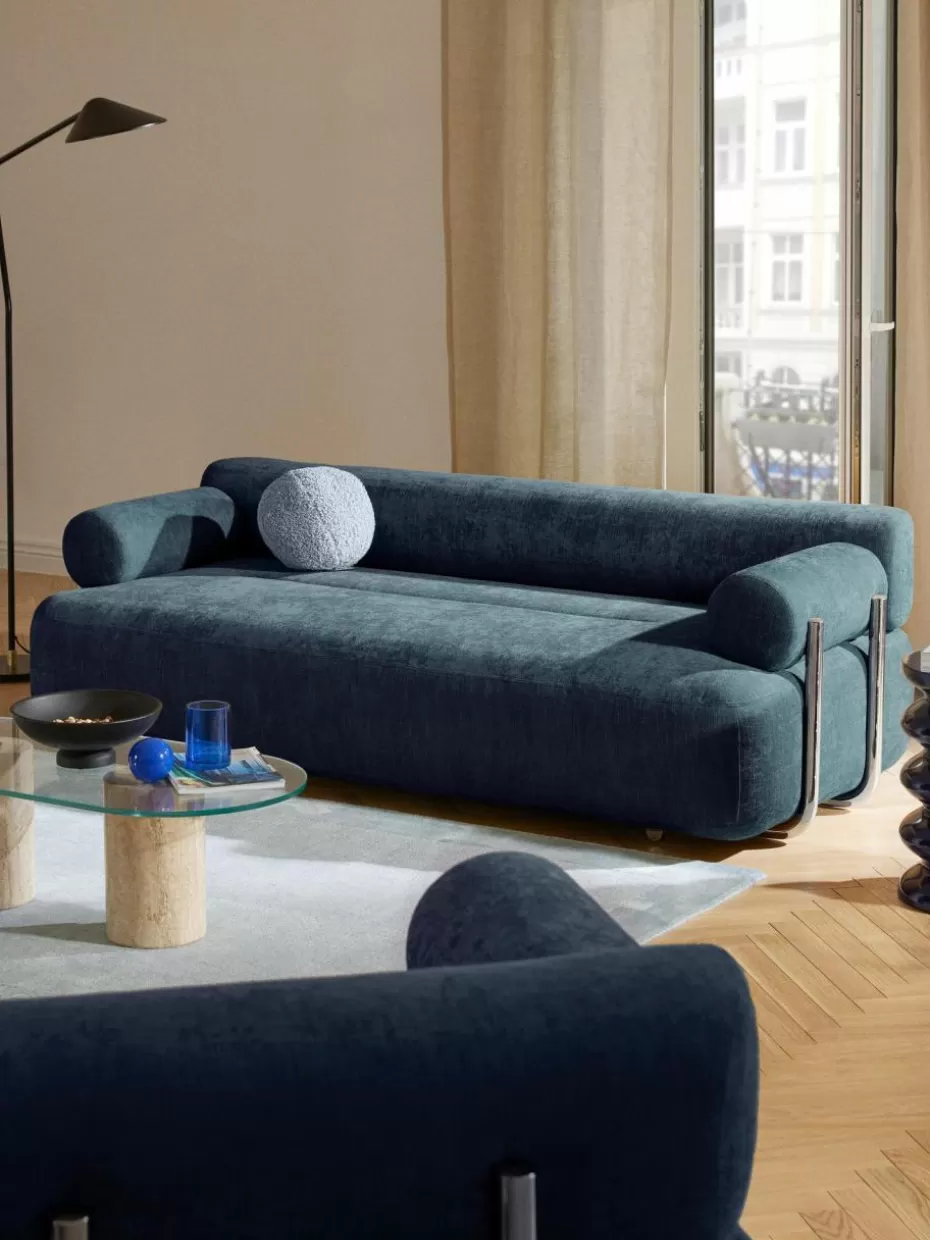 Sofas | Sofaserien-Westwing Collection Sofa Stella (3-Sitzer) Webstoff Denimblau