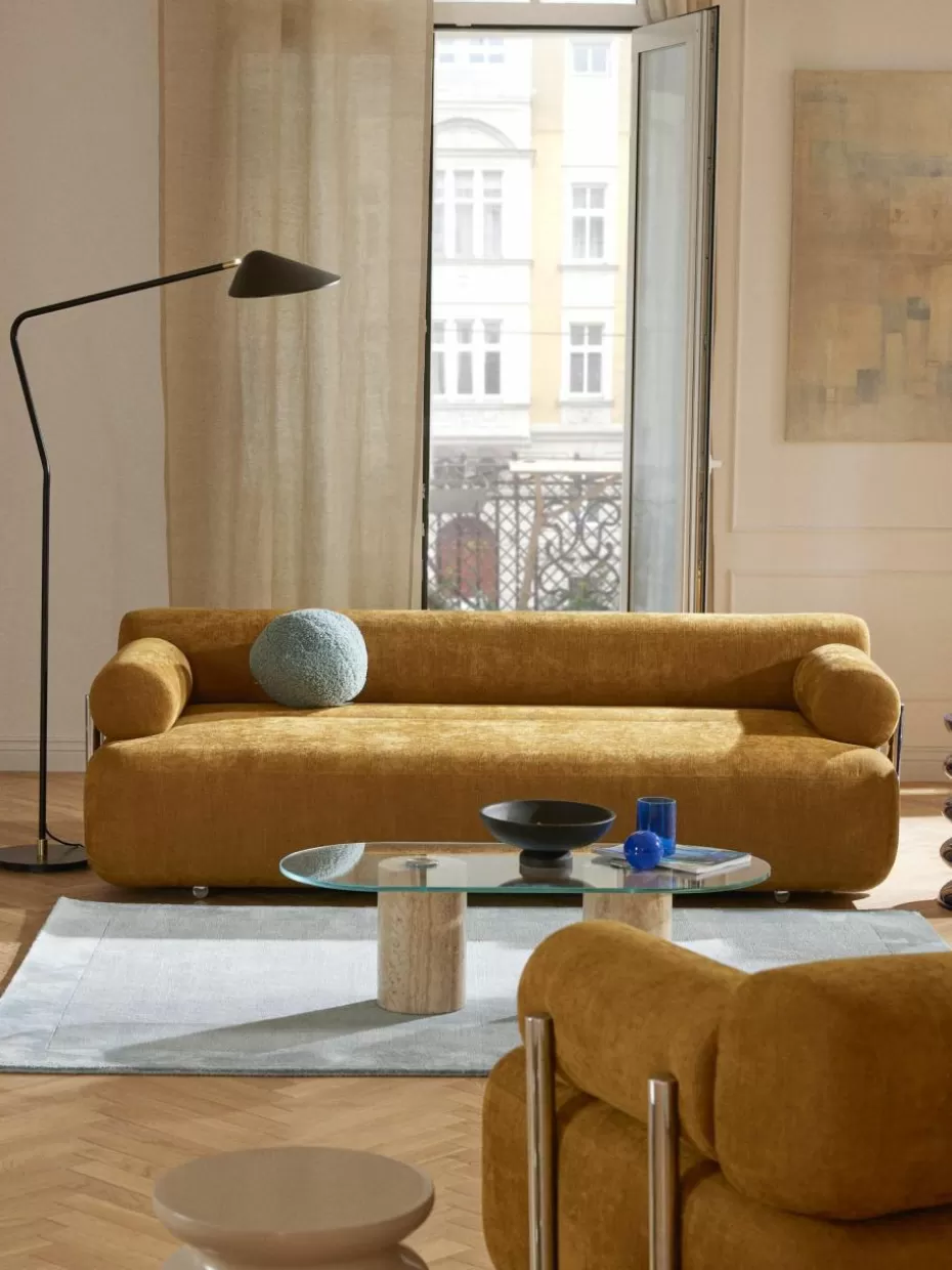 Sofas | Sofaserien-Westwing Collection Sofa Stella (3-Sitzer) Webstoff Ocker