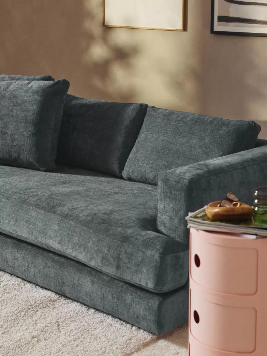 Sofas | Sofaserien-Westwing Collection Sofa Tribeca (3-Sitzer) Webstoff Graublau