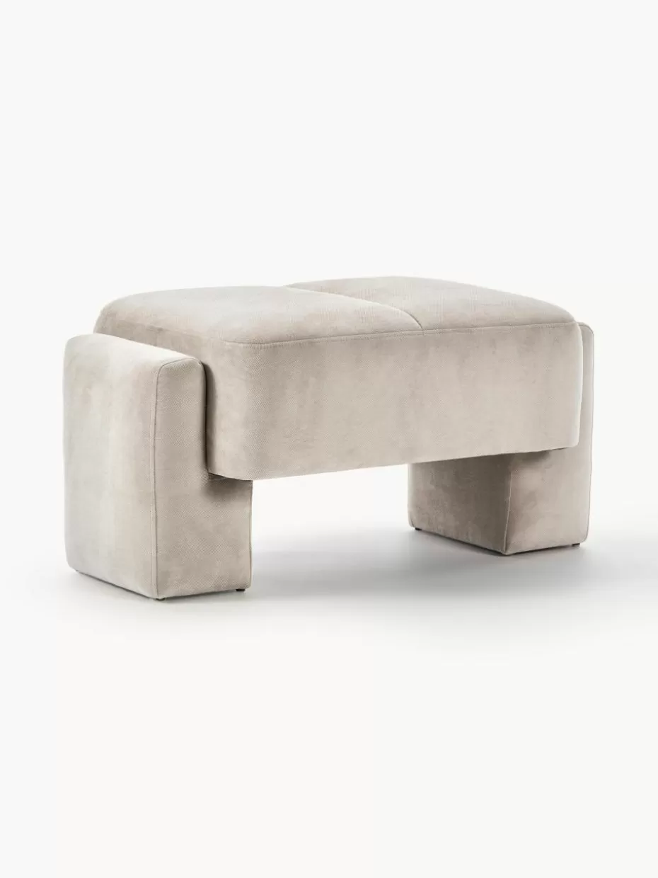 Hocker | Sofaserien-Westwing Collection Sofa-Hocker Bobi Webstoff Cremeweiß