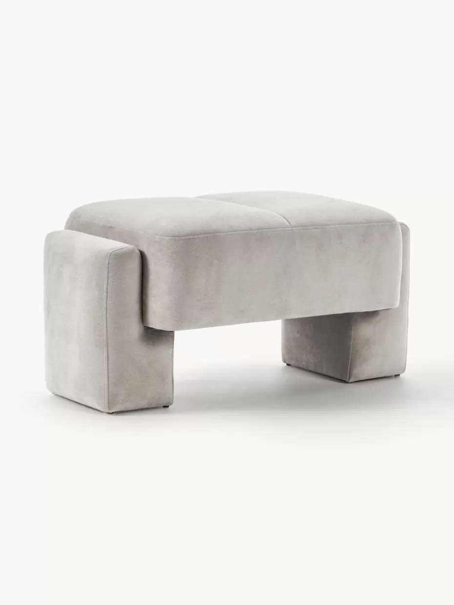 Hocker | Sofaserien-Westwing Collection Sofa-Hocker Bobi Webstoff Hellgrau