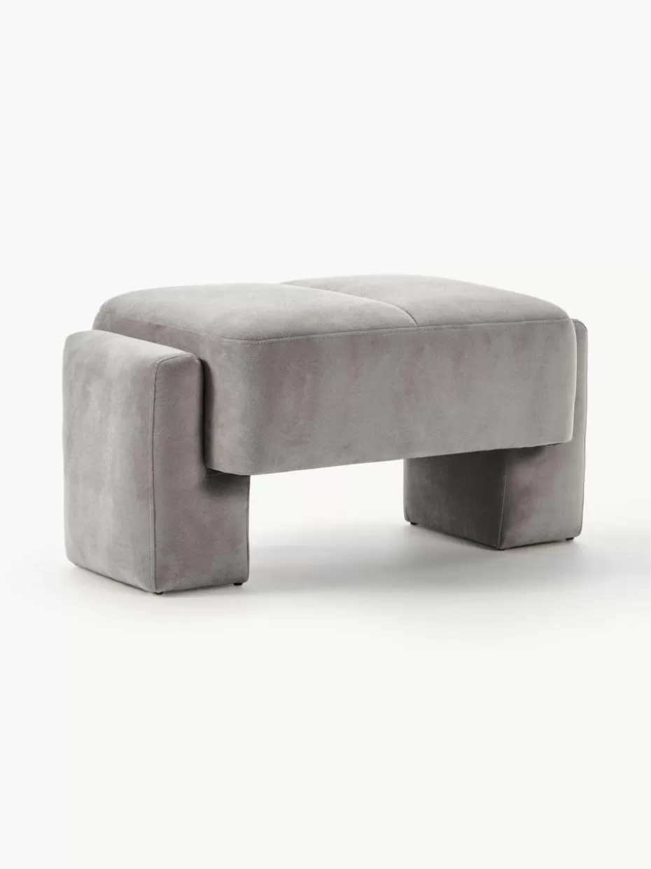 Hocker | Sofaserien-Westwing Collection Sofa-Hocker Bobi Webstoff Dunkelgrau