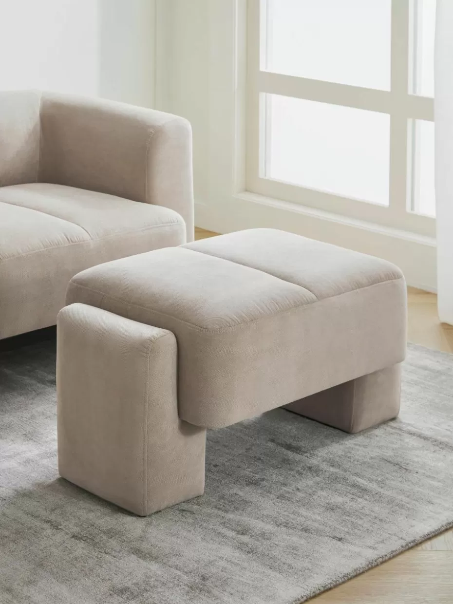 Hocker | Sofaserien-Westwing Collection Sofa-Hocker Bobi Webstoff Cremeweiß