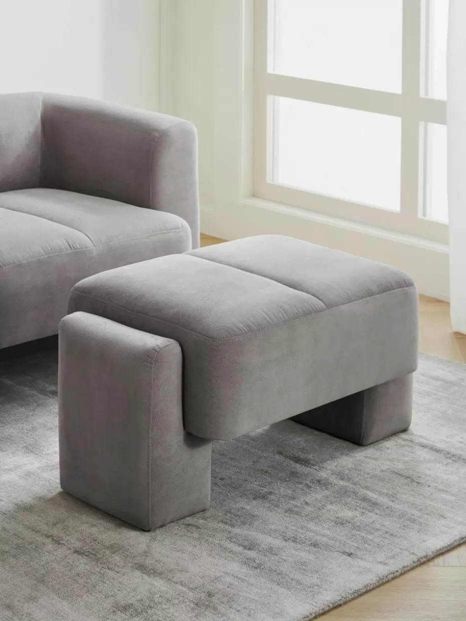 Hocker | Sofaserien-Westwing Collection Sofa-Hocker Bobi Webstoff Dunkelgrau