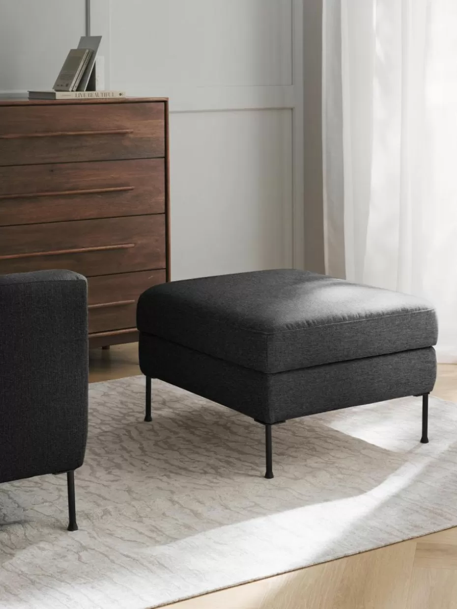 Hocker | Sofaserien-Westwing Collection Sofa-Hocker Cucita mit Stauraum Webstoff Anthrazit