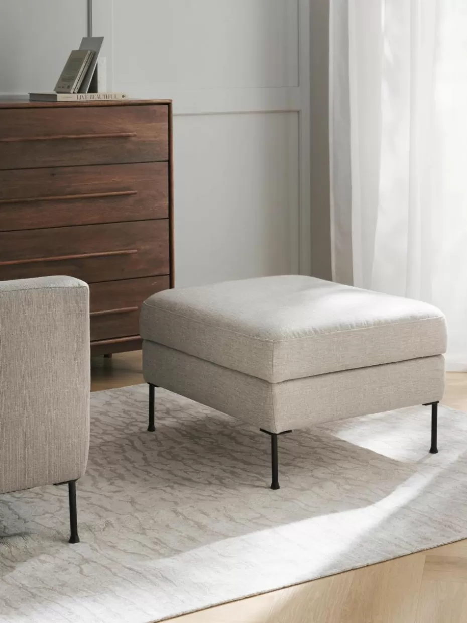 Hocker-Westwing Collection Sofa-Hocker Cucita mit Stauraum Webstoff Hellbeige