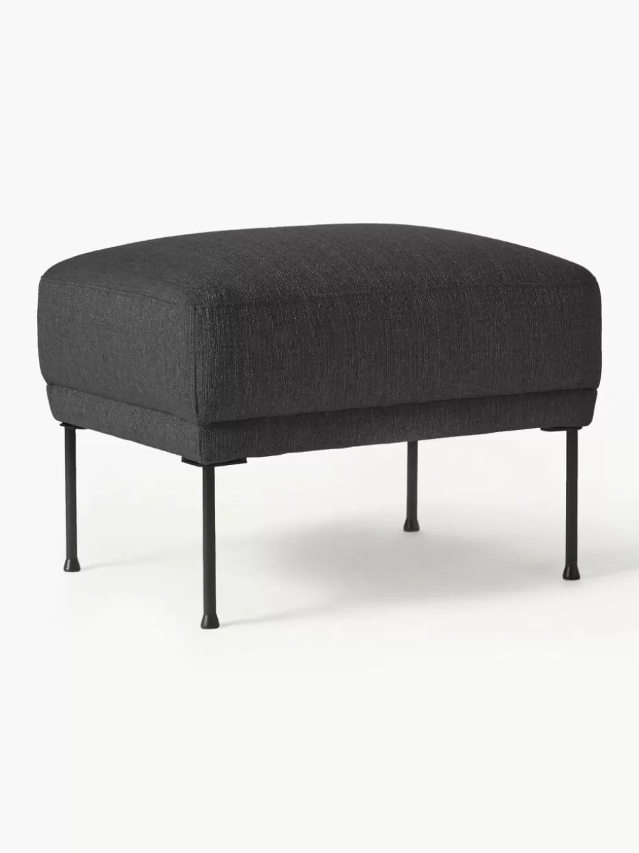 Hocker | Sofaserien-Westwing Collection Sofa-Hocker Fluente Webstoff Anthrazit