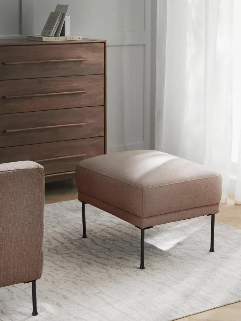Hocker | Sofaserien-Westwing Collection Sofa-Hocker Fluente Webstoff Taupe