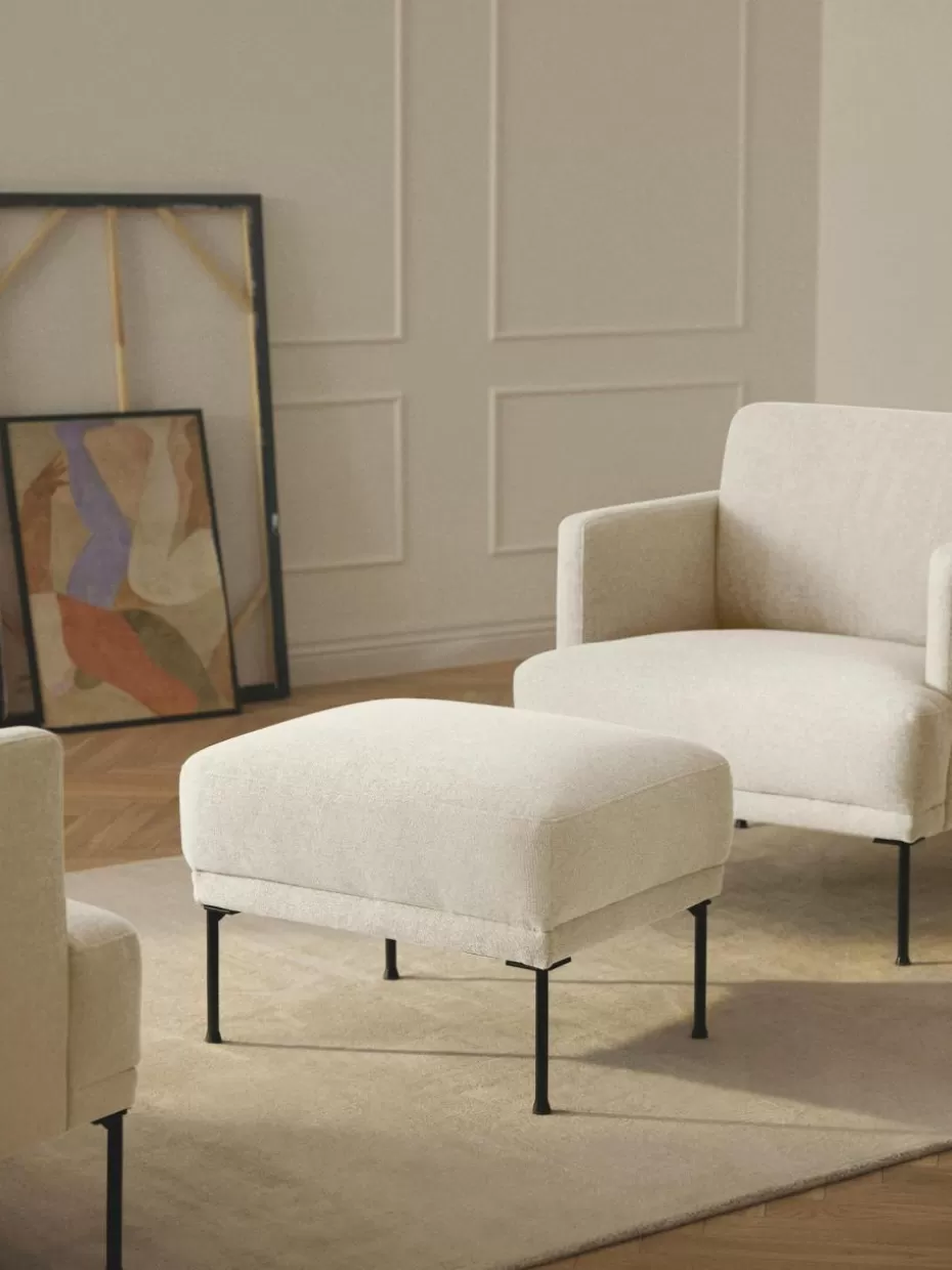 Hocker | Sofaserien-Westwing Collection Sofa-Hocker Fluente Webstoff Off White
